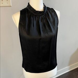 Ann Taylor Black Ruffled Neck Blouse